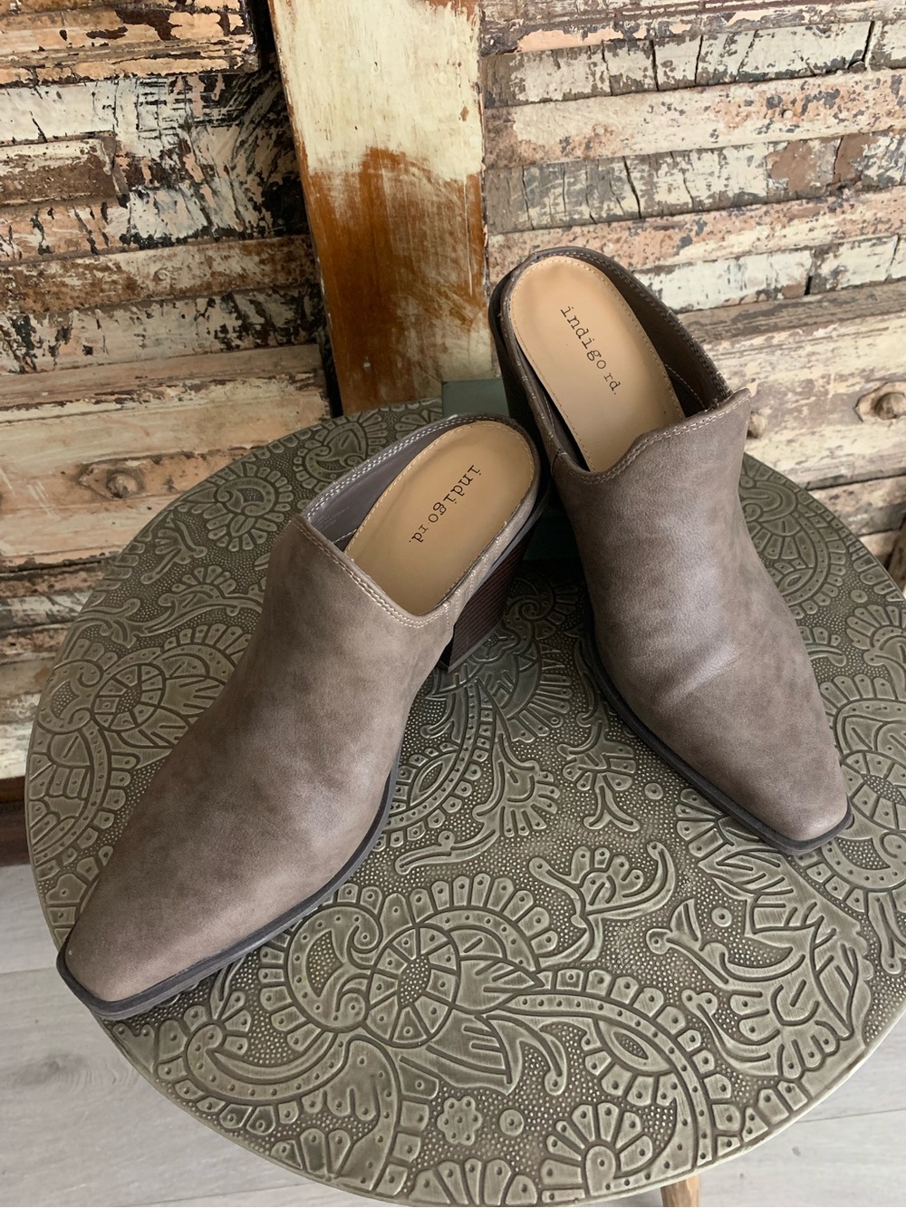 Indigo Rd. Ezria 2 Western Mule Brown Slip-On Shootie Bootie Loafers Boho, 8M
